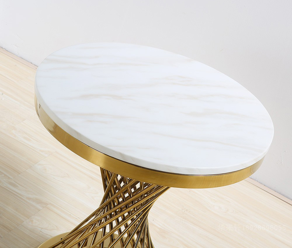 Modern Stainless Steel Base Marble Side Table